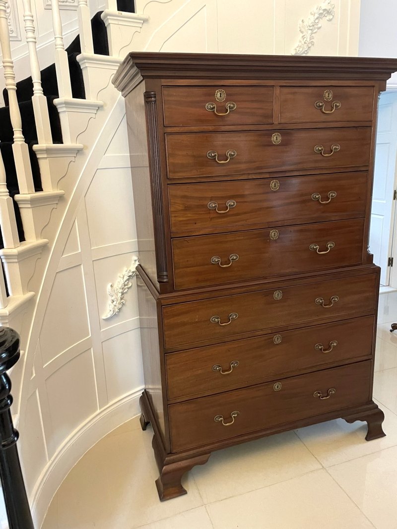 Antique 18th Century George III Mahogany Chest on Chest of Drawers - Image 3